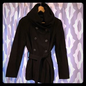 Zara belted coat with oversized hood/collar